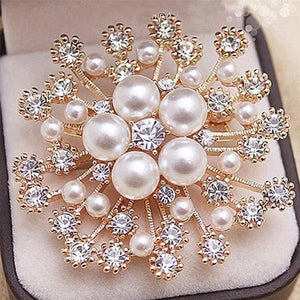 Snowflake Pearl Crystal Brooch Large Snowflake Brooch Women's Jewelry