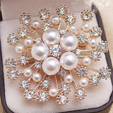 Snowflake Pearl Crystal Brooch Large Snowflake Brooch Women's Jewelry