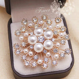 Snowflake Pearl Crystal Brooch Large Snowflake Brooch Women's Jewelry