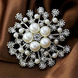 Snowflake Pearl Crystal Brooch Large Snowflake Brooch Women's Jewelry
