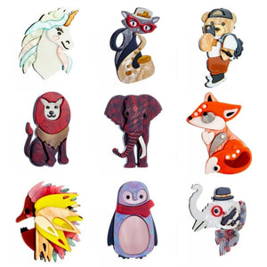 Cartoon Animals Acrylic Brooch Pins For Women Kids
