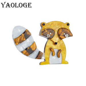 Acrylic Brown Raccoon Brooches For Unisex Kids