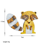 Acrylic Brown Raccoon Brooches For Unisex Kids
