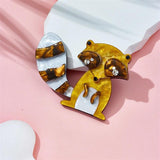 Acrylic Brown Raccoon Brooches For Unisex Kids