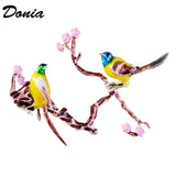 Enamel Bird Branch Brooch Hollow Brooch Scarf Pin Coat Accessories