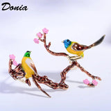 Enamel Bird Branch Brooch Hollow Brooch Scarf Pin Coat Accessories