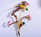 Enamel Bird Branch Brooch Hollow Brooch Scarf Pin Coat Accessories