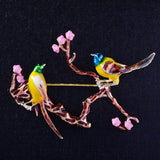 Enamel Bird Branch Brooch Hollow Brooch Scarf Pin Coat Accessories
