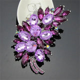 Multicolor Feathers Rhinestone Brooch Pink Collar Pin Hand Flower Accessories