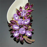 Multicolor Feathers Rhinestone Brooch Pink Collar Pin Hand Flower Accessories