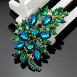 Multicolor Feathers Rhinestone Brooch Pink Collar Pin Hand Flower Accessories