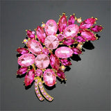 Multicolor Feathers Rhinestone Brooch Pink Collar Pin Hand Flower Accessories