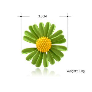 Yellow Green Daisy Flower Brooch Enamel Plant Corsage for Women Girls