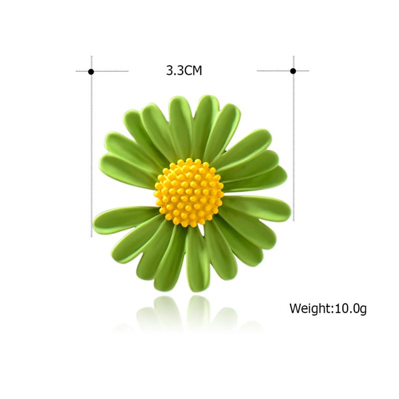 Yellow Green Daisy Flower Brooch Enamel Plant Corsage for Women Girls