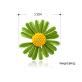 Yellow Green Daisy Flower Brooch Enamel Plant Corsage for Women Girls