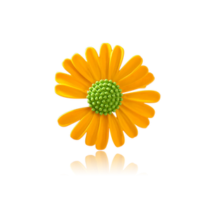 Yellow Green Daisy Flower Brooch Enamel Plant Corsage for Women Girls