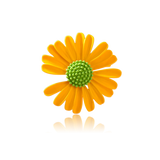 Yellow Green Daisy Flower Brooch Enamel Plant Corsage for Women Girls