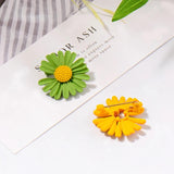 Yellow Green Daisy Flower Brooch Enamel Plant Corsage for Women Girls