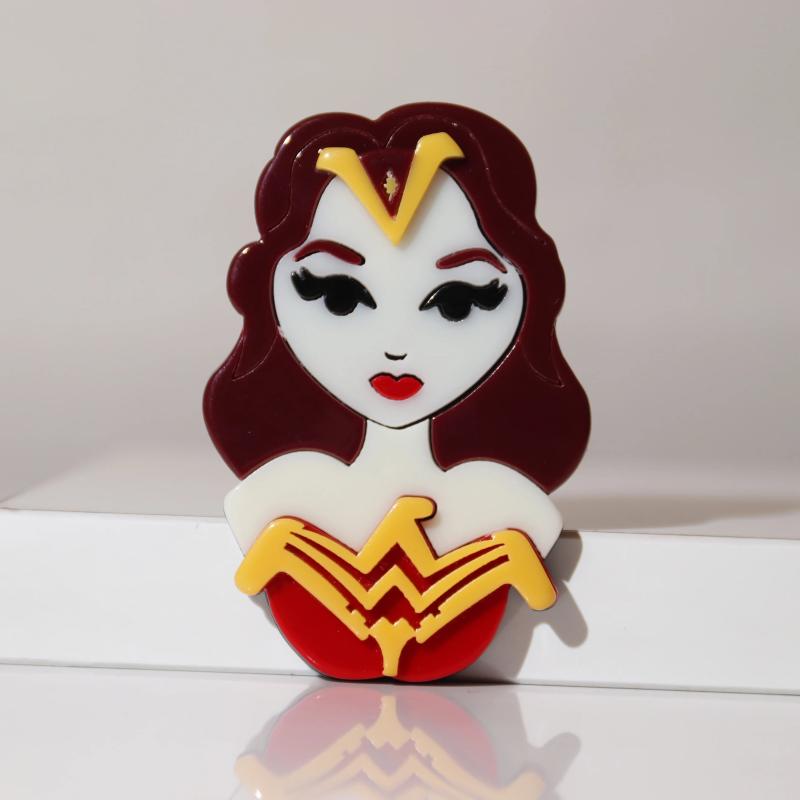 Lady Soldier Acrylic Brooch Pin Cartoon Girl Figure Badge