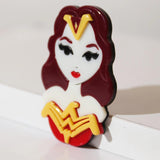Lady Soldier Acrylic Brooch Pin Cartoon Girl Figure Badge