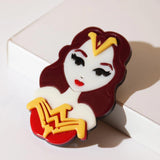 Lady Soldier Acrylic Brooch Pin Cartoon Girl Figure Badge