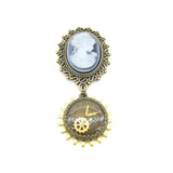 Steampunk Lady and Clock Gears Brooch