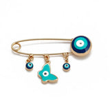 Butterfly Hamsa Hand Evil Eye Brooch Silver Pin Jewelry