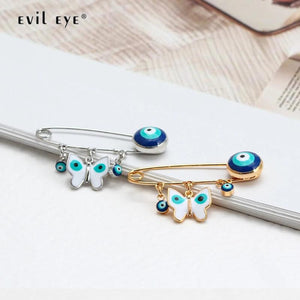 Butterfly Hamsa Hand Evil Eye Brooch Silver Pin Jewelry