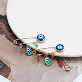 Butterfly Hamsa Hand Evil Eye Brooch Silver Pin Jewelry