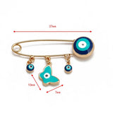 Butterfly Hamsa Hand Evil Eye Brooch Silver Pin Jewelry
