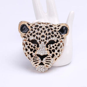 Vintage Rhinestone Leopard Head Brooch for Party Casual Jewelry