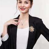 CZ Coral Flower Pearl Brooch Golden Costume Jewelry Hat Pin Suit Bijoux Femme