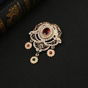 Moroccan Kaftan Crystal Brooch for Women