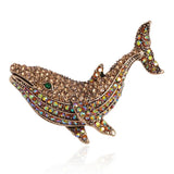Rhinestone Whale Brooch Animal Fish Pin Vintage Jewelry Winter Coat Accessories