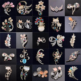 Opal Flower Rhinestone Brooch Suit Collar Pin Jewelry Gift