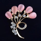 Opal Flower Rhinestone Brooch Suit Collar Pin Jewelry Gift