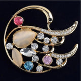 Opal Flower Rhinestone Brooch Suit Collar Pin Jewelry Gift