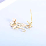 Copper Zircon Cat Lapel Pin for Women Flower Collar Pins Brooches Dress Jewelry