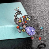 Green Opal Peacock Brooch Vintage Party Banquet Accessories