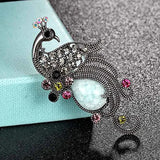 Green Opal Peacock Brooch Vintage Party Banquet Accessories