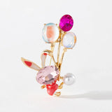 Multicolor Balloon Rabbit Brooch with Rhinestones