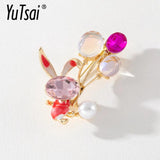 Multicolor Balloon Rabbit Brooch with Rhinestones