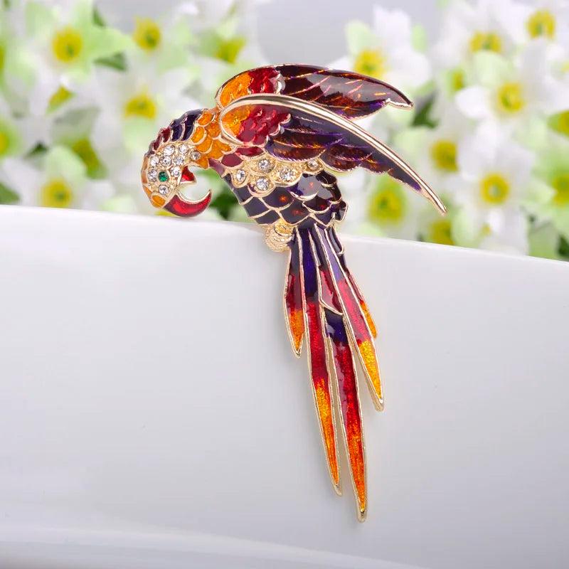 Red Birds Enamel Brooch Pin Perfect Gift Women Men Hijab Accessories