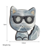 Acrylic Cartoon Glasses Cat Brooches Kids Animal Pets Pins Badges