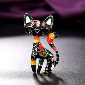 Enamel Cat Animal Punk Men Brooch Metal Alloy Animal Enamel