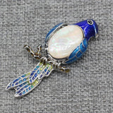 Vintage Natural Stone Crystal Agates Bird Pendant Brooches Women DIY