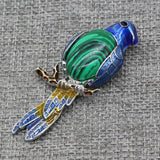 Vintage Natural Stone Crystal Agates Bird Pendant Brooches Women DIY