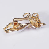 Rhinestone Cat Pendant Brooches Women Alloy Animal Pins Crystal Corsage