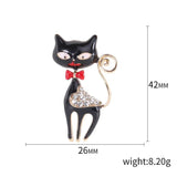 Rhinestone Cat Pendant Brooches Women Alloy Animal Pins Crystal Corsage