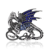 Vintage Fire Dragon Brooch Pendant with Rhinestone